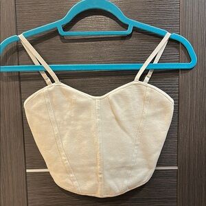 Aritzia Babaton corset sculpt knit crop top women’s size S beige